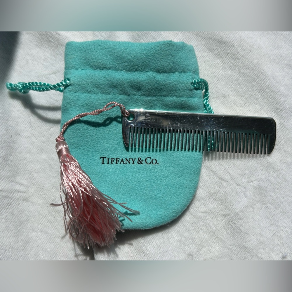 Tiffany & Co. Silver Baby Comb with Pink Tassel